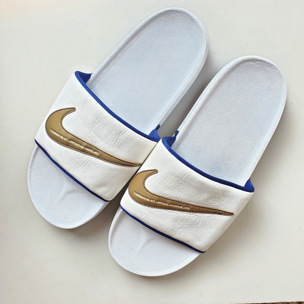 Sail metallic gold off court slip-on slides size 11-12